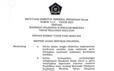 Penyampaian SK Dirjen Pendis tentang Madrasah Pelaksana Kurikulum Merdeka Tahun Pelajaran 2023/2024